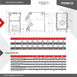 Котел твердотопливный PRIMUS 20 с плитой